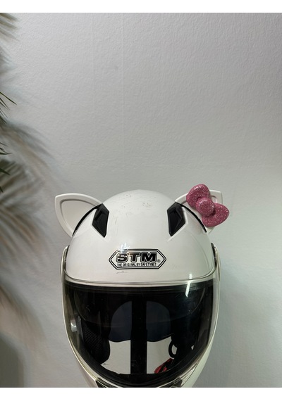 Motor & Motosiklet Pembe Fiyonklu Beyaz Kedi Kulak Kask Dış Aksesuarı Diğer