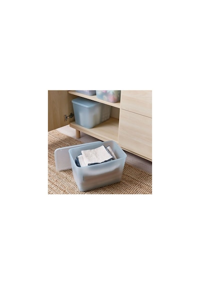 Ikea Rykta Kapaklı Kutu, Şeffaf Gri-mavi, 24x36x23 Cm/14.5 Lt Açık Mavi