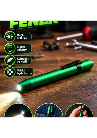 Cep Tipi Led Kalem Fener Klipsli Kompakt Tasarım Ve Odaklı Aydınlatma