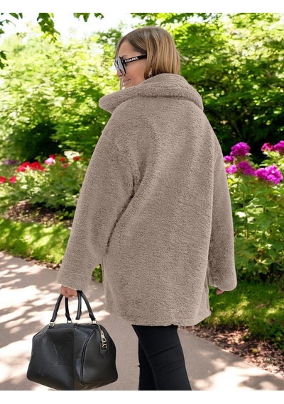 Kışlık Tarz Peluş Ceket krem