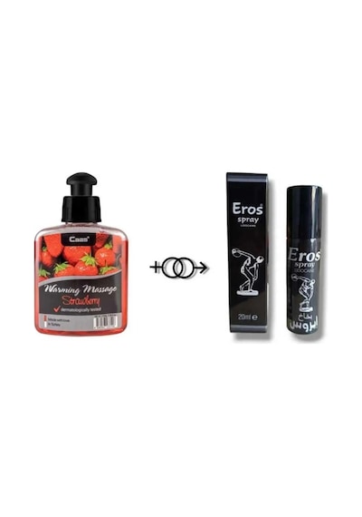 Çilek Aromalı Cinsel Masaj Yağı 100 Ml + Eros G.ctrci Sprey 20 Ml