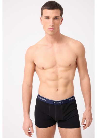 L'espadon Maritime Elite Koleksiyonu Elastik Konforlu Bel Bantlı Çizgili Erkek Trunk Boxer-3237 Siyah