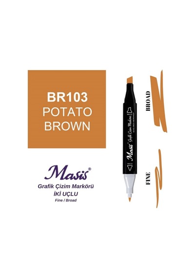 Çift Uçlu Marker Grafik Çizim Kalemi 103 Patates Kahve