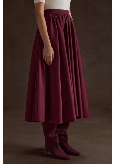 Aker Bordo Büzgülü Kloş Cotton Etek Bordo Bordo