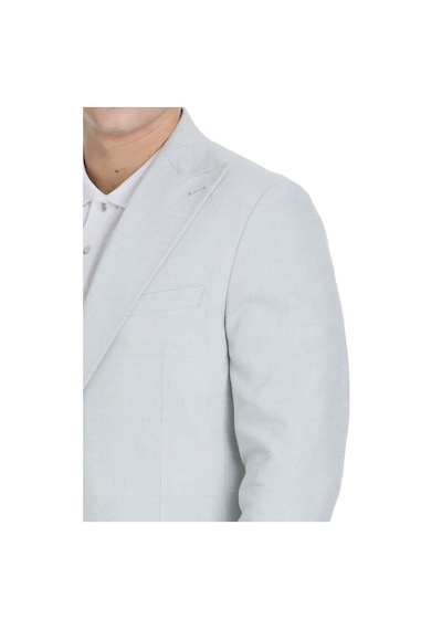 Hatemoğlu Mavi Slim Fit Sivri Yaka Keten Takım Elbise 33715 Mavi