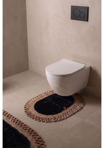 Banyo Paspası Takımı 60x100+40x60 Cm Dış Trikot Siyah & Camel
