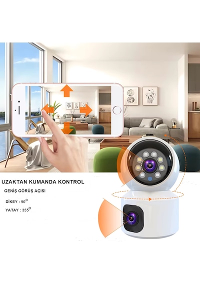 360 Full Hd Çift Kameralı 1080p Wifi Akıllı Güvenlik Kamerası