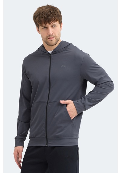 Slazenger Kelenor Erkek Kapüşonlu Cepli Koyu Gri Sweatshırt Koyu Gri