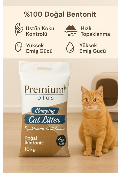 Doğal Bentonit Kedi Kumu Aktif Karbonlu 10 Lt X 2 Paket, Topaklanan, Kokusuz,%99,5 Tozsuz, Yüksek Emicilik Gücüne Sahip Kedi Kumu 2 Li Paket - 20lt