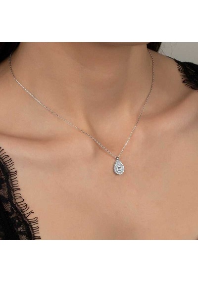 Swarovski Taşlı Gümüş Damla Tektaş Kadın Kolye (551181206)