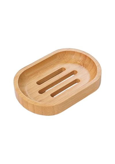Kamptek Ahşap Yuvarlak Bambu Katı Sabunluk Dekor Lavabo Duş Sabunluk Oval Tasarım Renkli