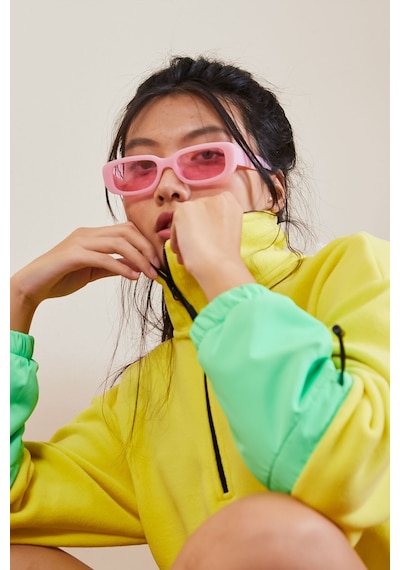 Tommy Life Limon Etek Ucu Büzgülü Yarım Fermuarlı Oversize Kadın Polar Sweatshirt - 97238 Limon Sarısı