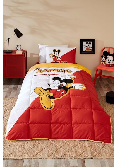 Mickey Funtastic Tek Kişilik Disney Uyku Seti Kırmızı Kırmızı