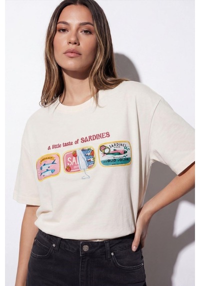 Quzu 26ytsh02021 Kadın Baskı Nakış Detaylı T-shirt Ekru