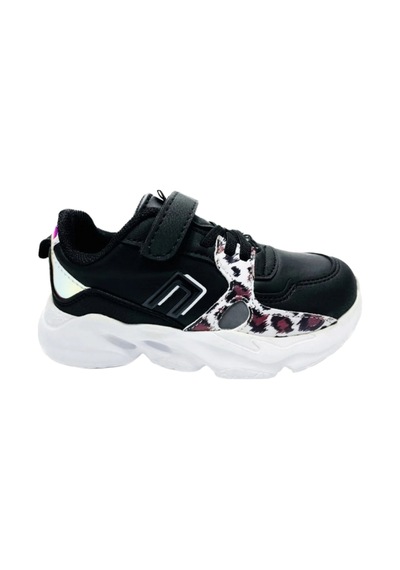 Cool Unisex Çocuk Cırtlı Rahat Günlük Sneaker Spor Ayakkabı Tokyo Leopar Siyah Kahverengi - Siyah