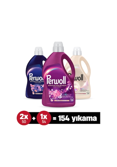 Perwoll Sıvı Çamaşır Deterjanı 3'lü set :Açık Renk 2.97L X1 , Çiçek Cazibesi 2.75L X1, Koyu Renkler 2.75L X1