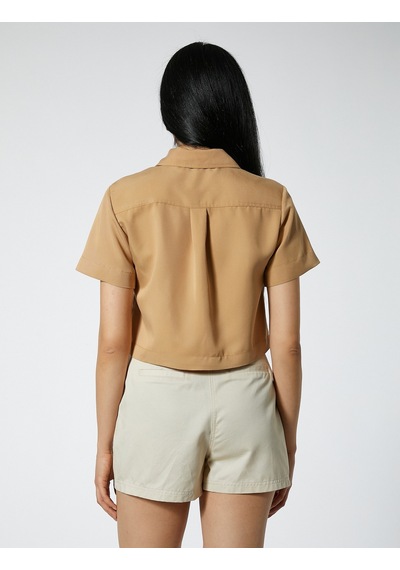 Koton Crop Safari Gömlek Cepli Modal Karışımlı Deve Tüyü 3sak60525uw 3SAK60525UW100 Taba