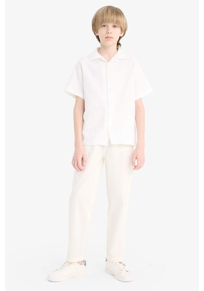 DeFacto Erkek Çocuk Oversize Geniş Kalıp Polo Yaka Müslin Kısa Kollu Gömlek W3239A625HSWT34