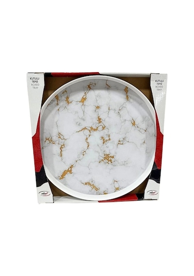 Desenli 40 Cm Yuvarlak Melamin Tepsi Çok Renkli