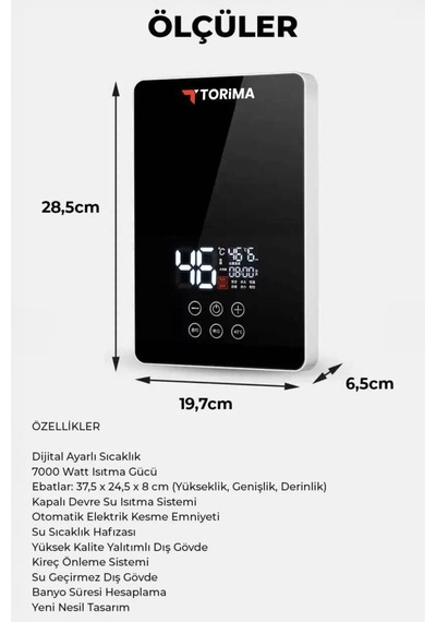 Premium Duş Şofbeni Dijital Cihaz Banyo Eşyası Şofben Elektrikli Su Isıtıcı 7000w Wh01