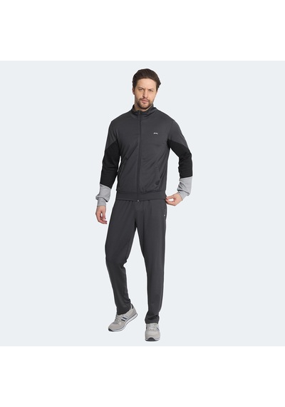 Slazenger RAPID Erkek Fermuarlı Dik Yaka Cepli Koyu Gri Eşofman Takımı