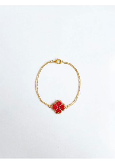 Nevoaccessory Kırmızı Yonca Miyuki Charm Bileklik Kırmızı