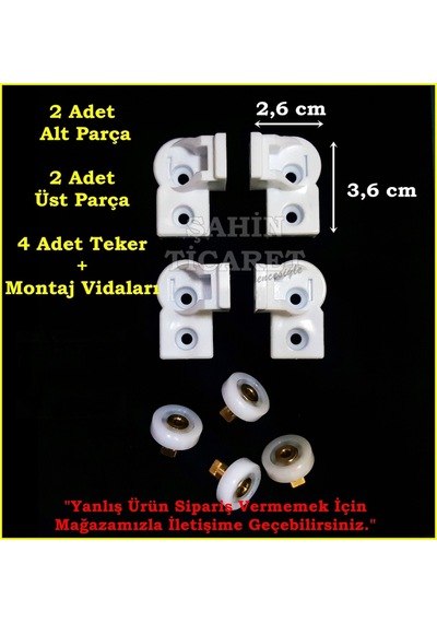 Duşakabin Plastik Kapı Yedek Parçası + Tekeri Beyaz
