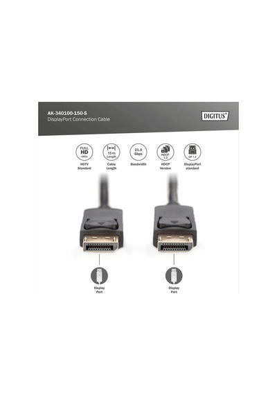 Dıgıtus Displayport Bağlantı Kablosu, 15 Metre Full Hd