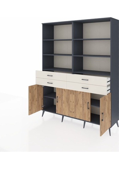 Hyperion Gardrop 8 Raflı 4 Çekmeceli 4 Kapaklı 176x44x221 Antrasit-çam/aytaşı Çam/aytaşı Hyperion Gardrop 8 Raflı 4 Çekmeceli 4 Kapaklı 176x44x221 Antrasit-çam/aytaşı Çam/aytaşı