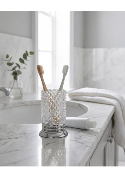 Crystal Krom Set Üstü Diş Fırçalık Renkli