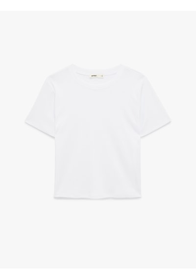 Koton Pamuklu Regular Fit Kısa Kollu Bisiklet Yaka Basic Tişört Beyaz 7wak50036ek
