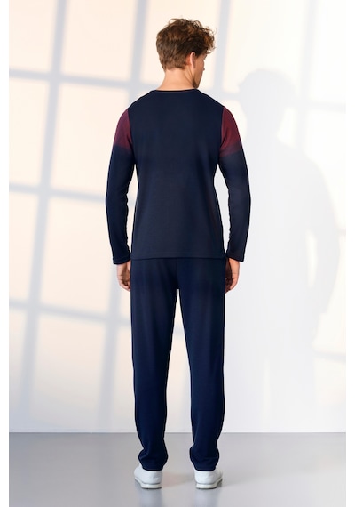 Doreanse Erkek Lacivert Bordo Detaylı T-shirt Pijama Takımı 25k4535-standart Lacivert - Bordo