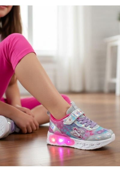 Ellaboni Kız Çocuk Işıklı Fuspetli Hafif Rahat Yumuşak Taban Pembe&pudra Spor Ayakkabı Sneaker