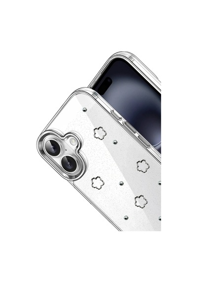 Mey İthalat Apple Uyumlu iPhone 16 Fiyonk Desenli Kapak - Desen 2 Şeffaf