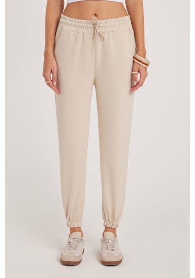Tudors Kadın Relax Fit Rahat Kesim Modal Kumaş Beli Bağlamalı Lastikli Jogger Taş Eşofman Altı-39590