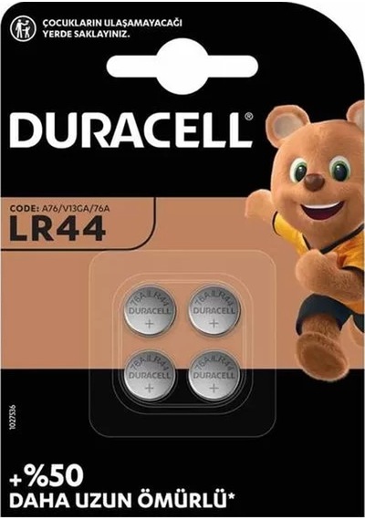 Sh Duracell Lr44 1.5 Volt Düğme Pil 4'lü Paket Najmaddin