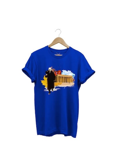Atatürk Anıtkabir 10 Kasım 29 Ekim 23 Nisan 19 Mayıs Cumhuriyet Sonsuza Kadar Regular Fit T-shirt Saks Mavi