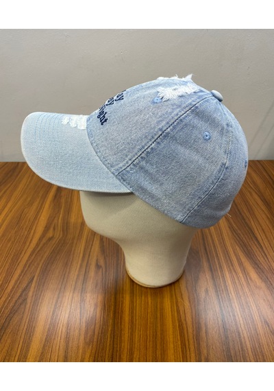 Denim Jean Kot Kumaş Vintage Yıkamalı Unisex Cap Şapka Buz Mavi