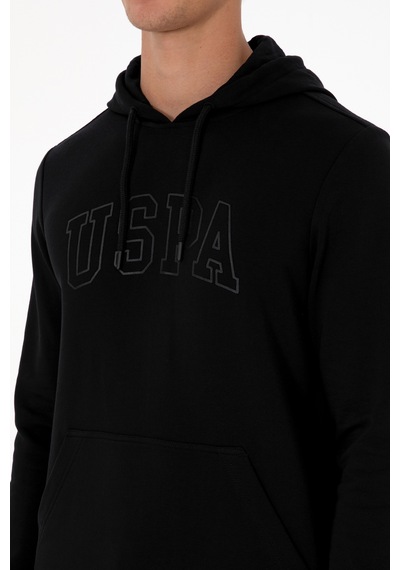 U.S. Polo Assn. Erkek Regular Fit Kapüşonlu Siyah Basic Sweatshirt 50315663-VR046