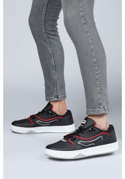Jump 28520 Siyah -  Beyaz Erkek Sneaker Günlük Spor Ayakkabı Siyah - Beyaz - Gri