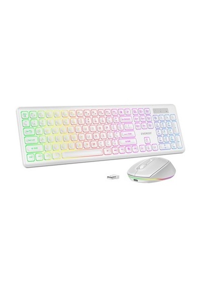 Everest Km-319bt Beyaz 2.4g+bt1+bt2 Çoklu Cihaz Bağlantılı Q Set Kablosuz Klavye +