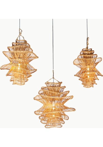Rattan Luna Aydınlatma 3'lü Set Naturel