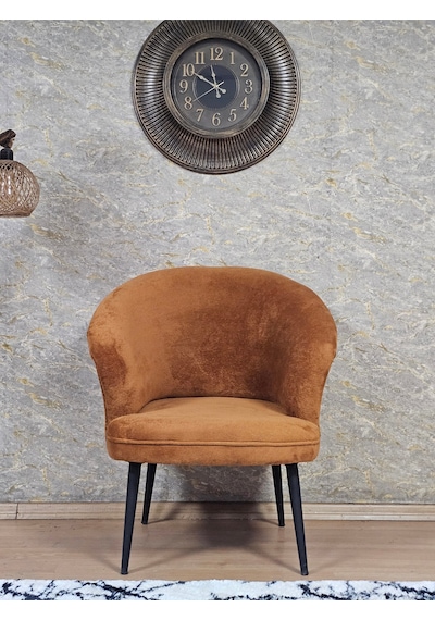 Zafir Tekli Teddy Siyah Boyalı Sivriltme Ayak Çay Seti Koltuk Tekli Berjer , Balkon, Salon, Ofis Kiremit