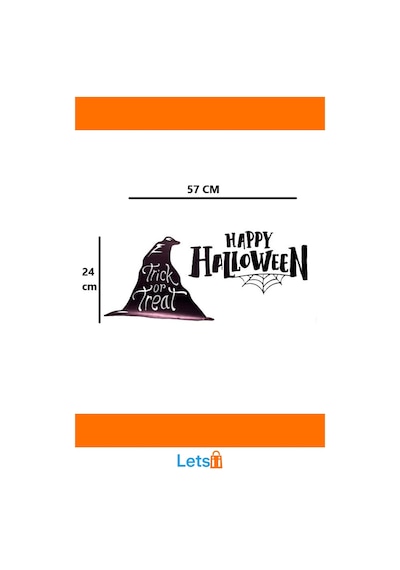 Happy Halloween Temalı Eğlenceli Duvar Stickerı 57 Cm X 24 Cm Çok Renkli