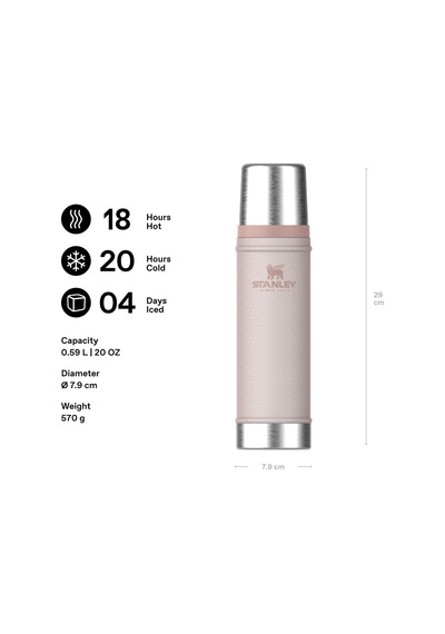 Classic Legendary Vakumlu Termos 0.60 Litre - Hammertone Rose Quartz Paslanmaz Çelik Çok Renkli