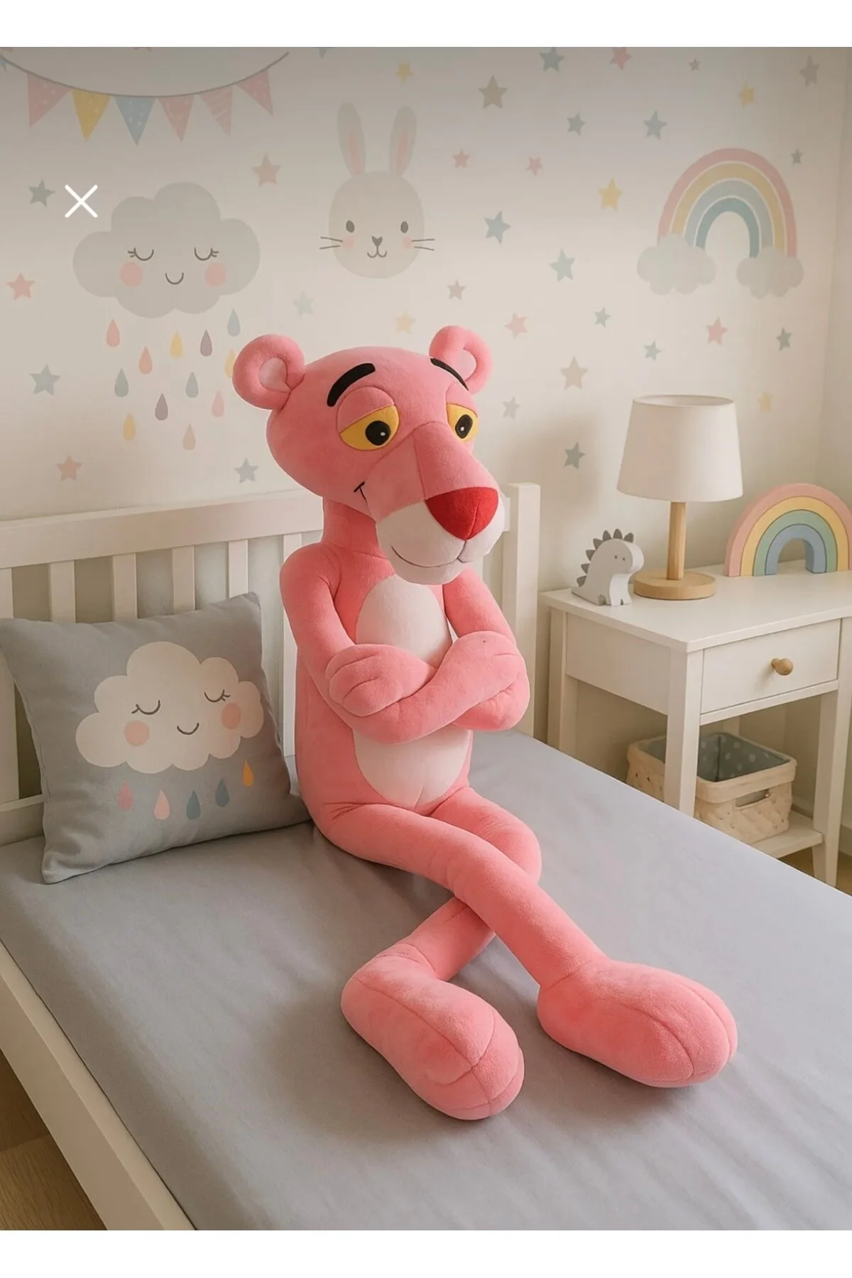 Pembe Panter Peluş 90 Cm Dev Boy & Sevimli Çocuk Hediyesi Açık Pembe