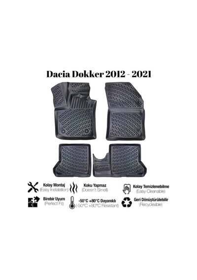 Dacia Dokker 2012 2013 2014 2015 2016 2017 2018 2019 2020 2021 İle Uyumlu Araca Özel 3d Havuzlu Paspas Takımı A+ Kalite 1 Adet