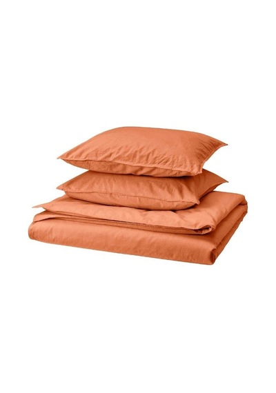 Ikea Angslılja Çift Kişilik Nevresim Takımı 220 X 240 Cm Kahverengi Kırmızı Kiremit