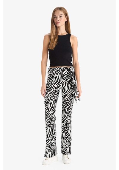 Defacto Fitted Zebra Desenli İspanyol Paça Pantolon G2988ax25wnbk81 Siyah