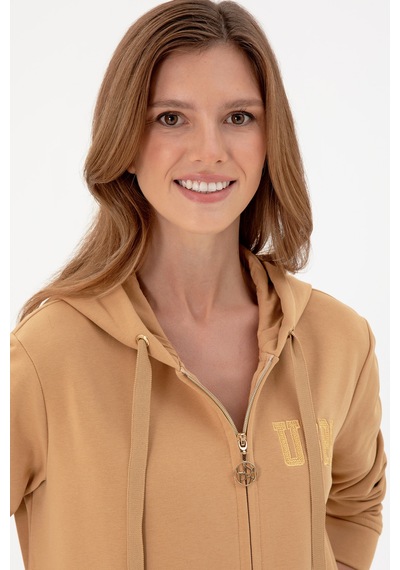 U.S. Polo Assn. Kadın Camel Kapüşonlu Sweatshirt 50289545-VR015